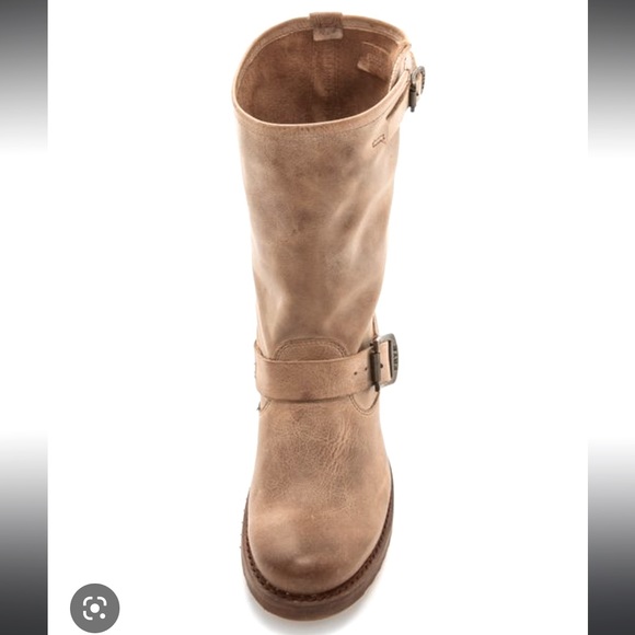 Frye Shoes - Frye Veronica 7.5 Distressed Tan Leather Tall Slouch Boot.